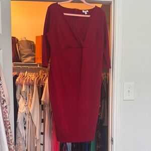 Modcloth Red Sheath Dress with Dolman Sleeves